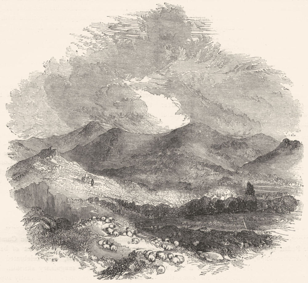 SCOTLAND. Ayrshire. Loudoun Hill 1850 old antique vintage print picture